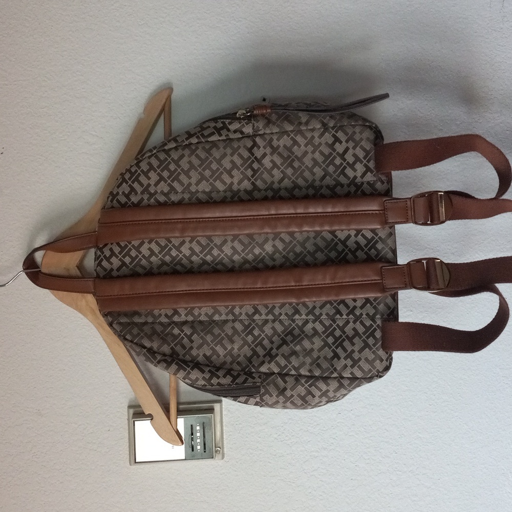 Tommy Hilfiger TH Graphic Brown Beige Backpack Purse - Picture 3 of 16
